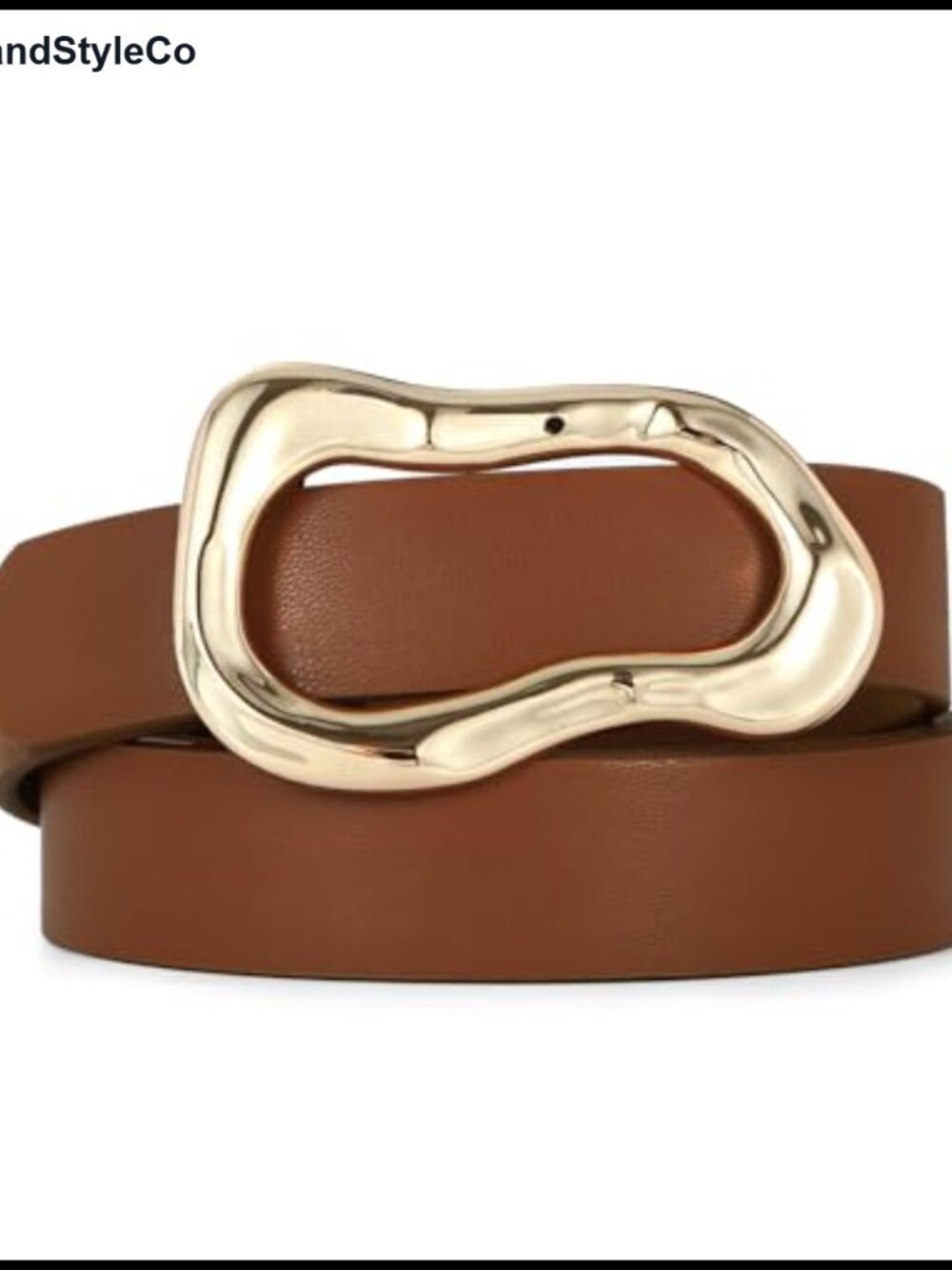 Women Fashion Belt Faux Leather Gold Buckle